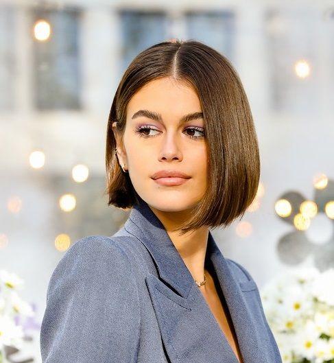Kaia Gerber minimalist model bob haircut