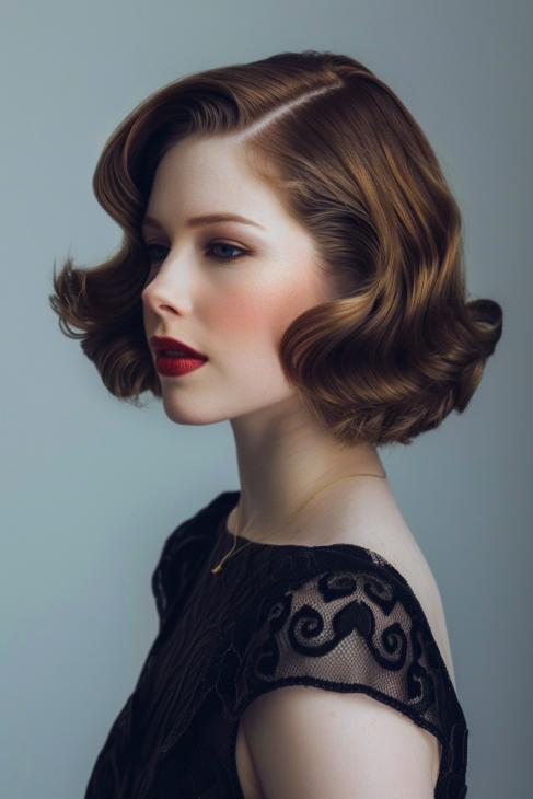 Short Hollywood wave bob hairstyle