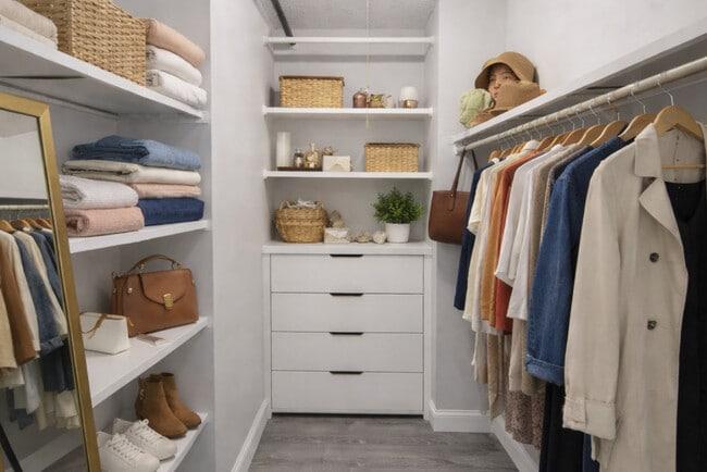 Drawers and baskets in closet