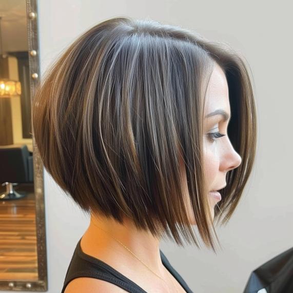 Angled layered bob hairstyle