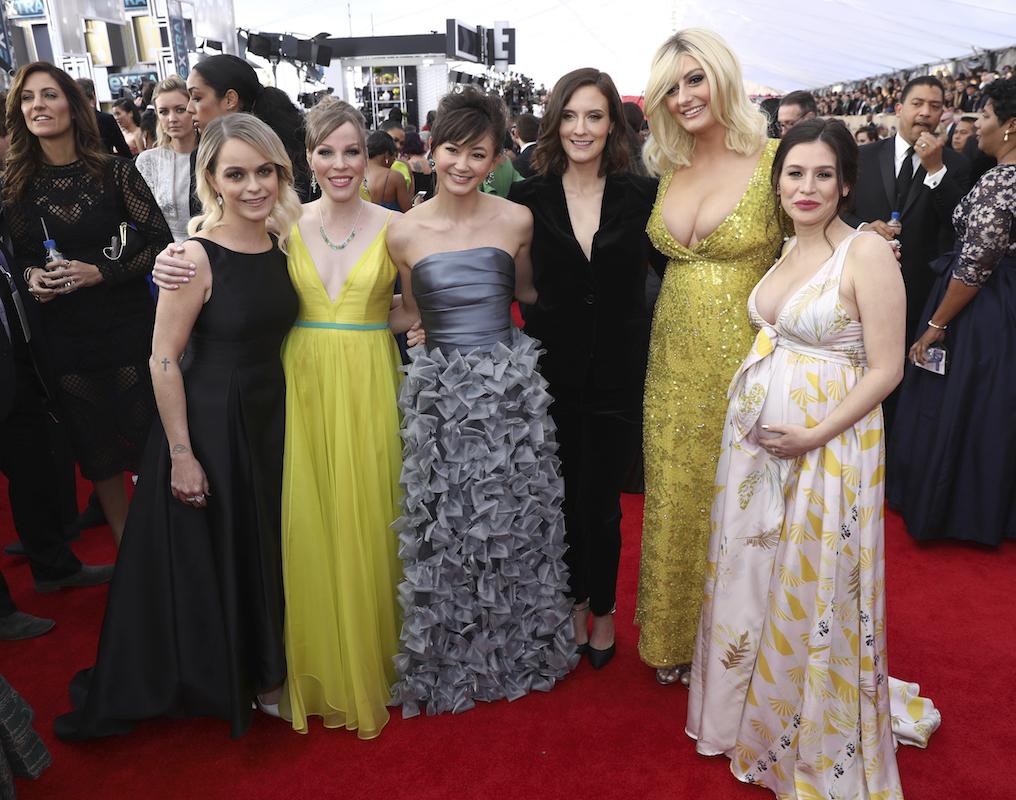 Hollywood actresses on red carpet