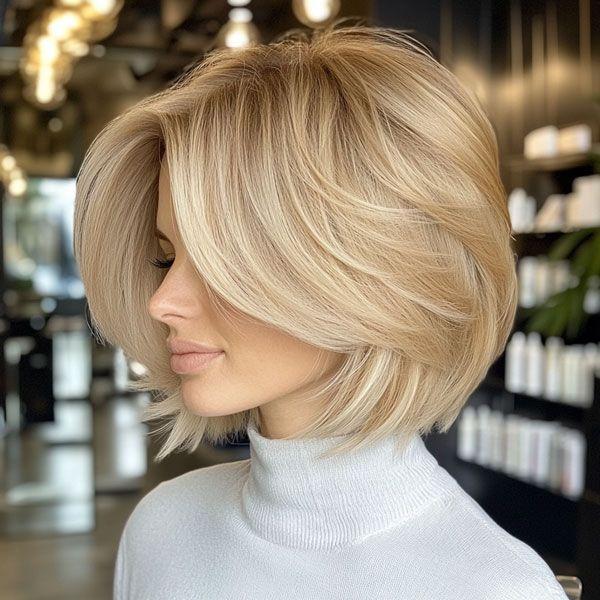 Blonde layered bob haircut