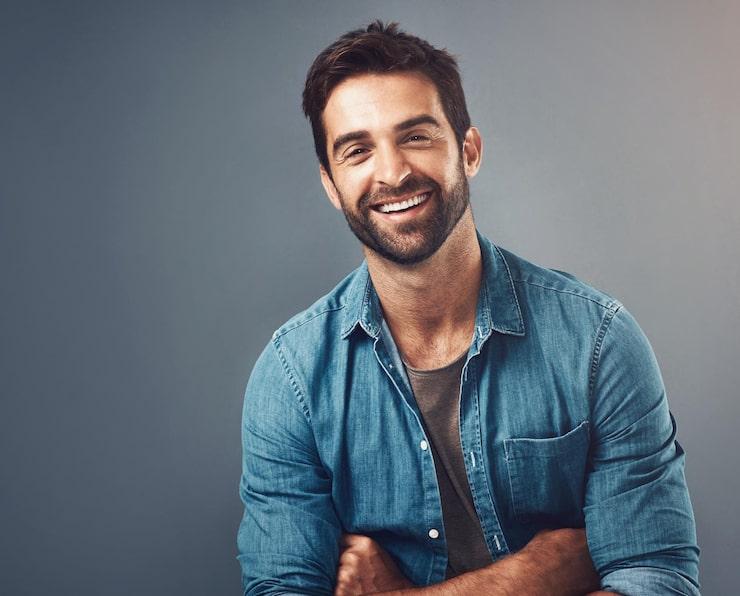 Confident man smiling in casual style