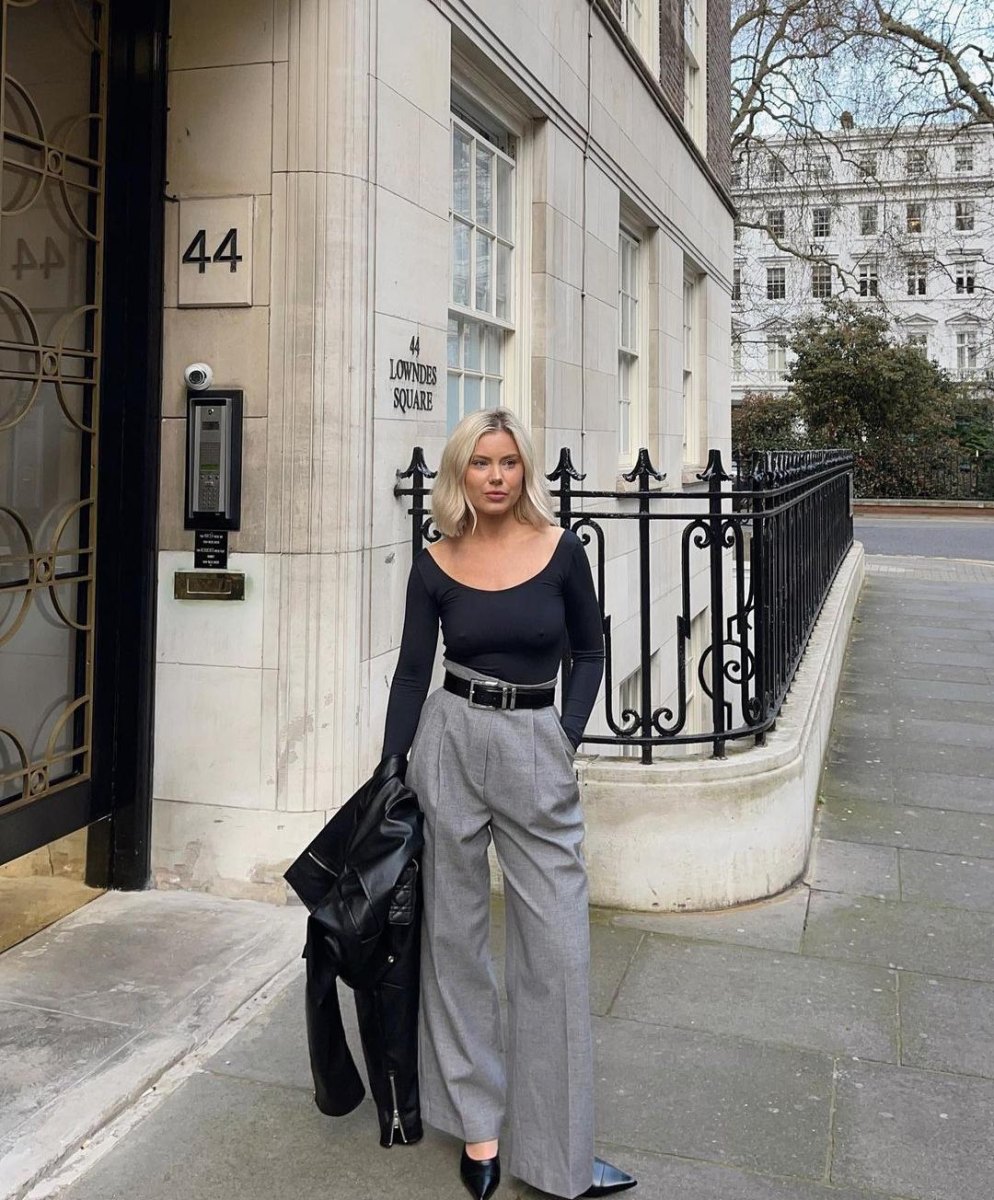 High waisted pants creating longer legs
