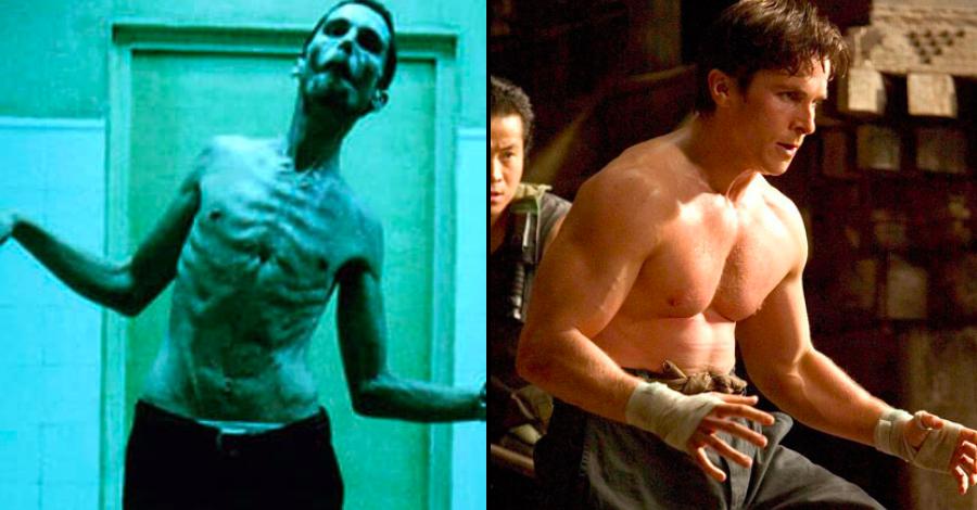 Christian Bale during a dramatic film transformation