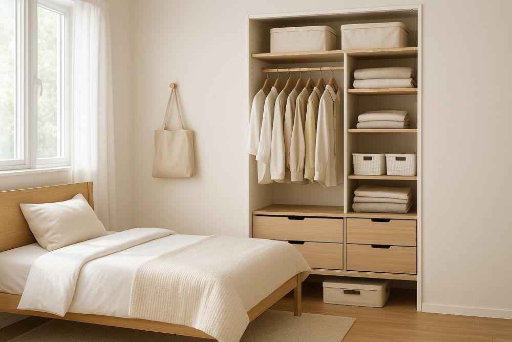 Minimalist organized wardrobe