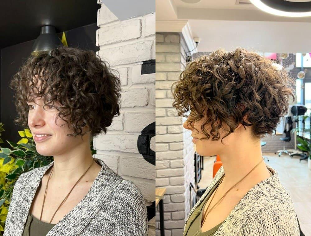 Curly layered bob haircut
