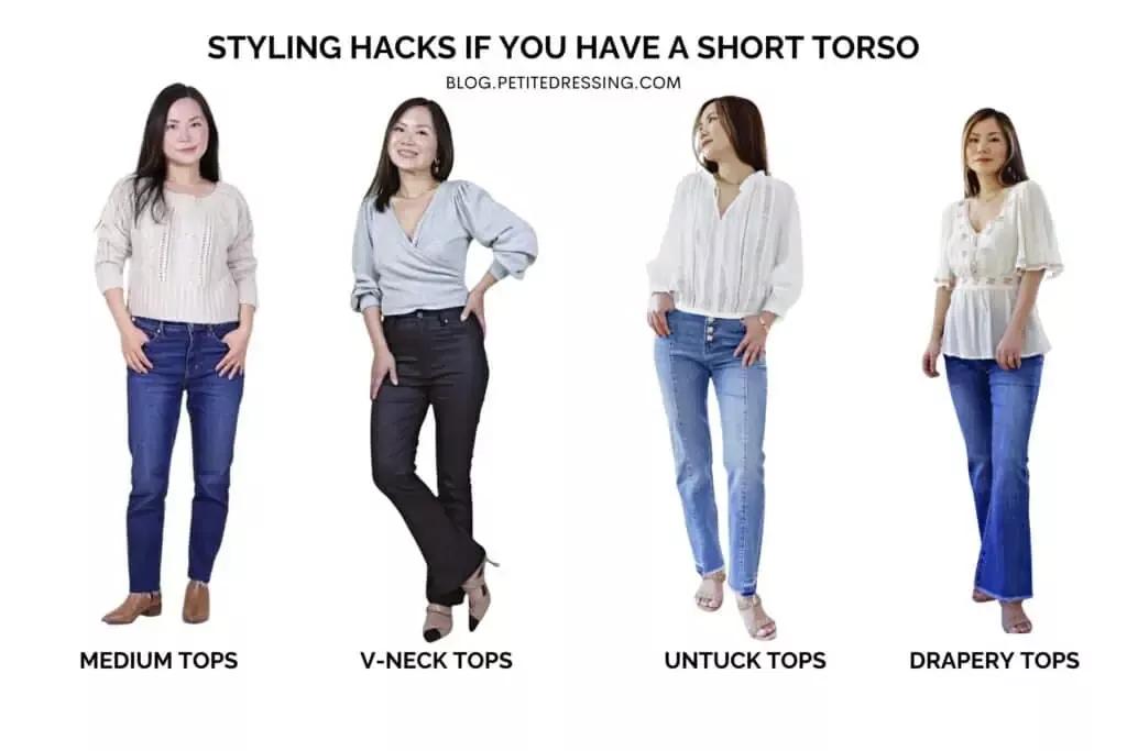 Short torso styling with vertical lines
