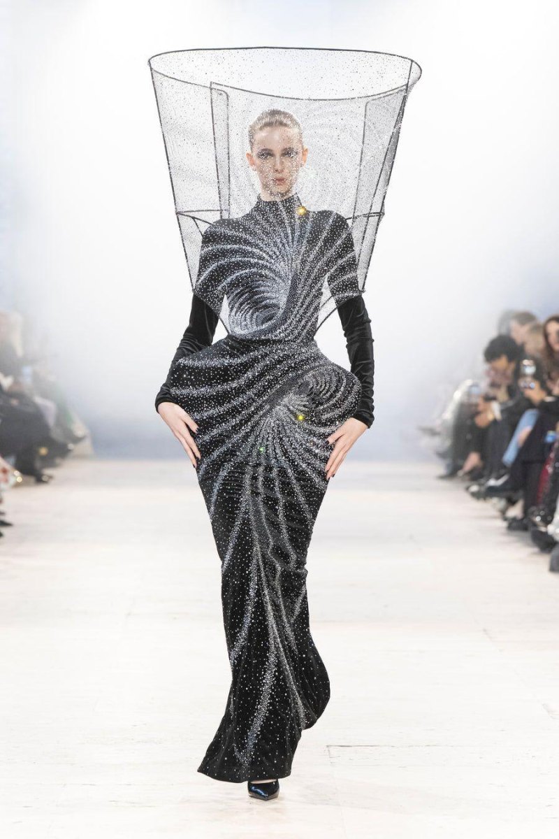 Futuristic fashion runway model