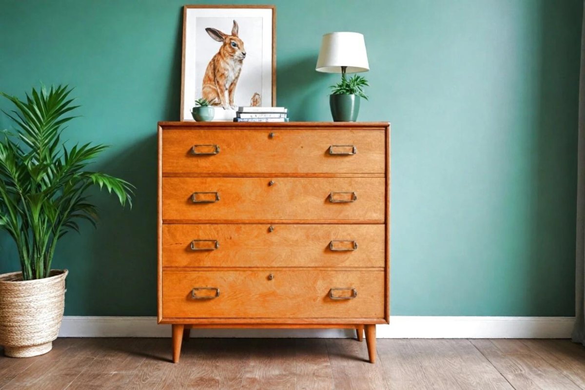 Upcycled vintage wooden dresser with refreshed finish and simple hardware