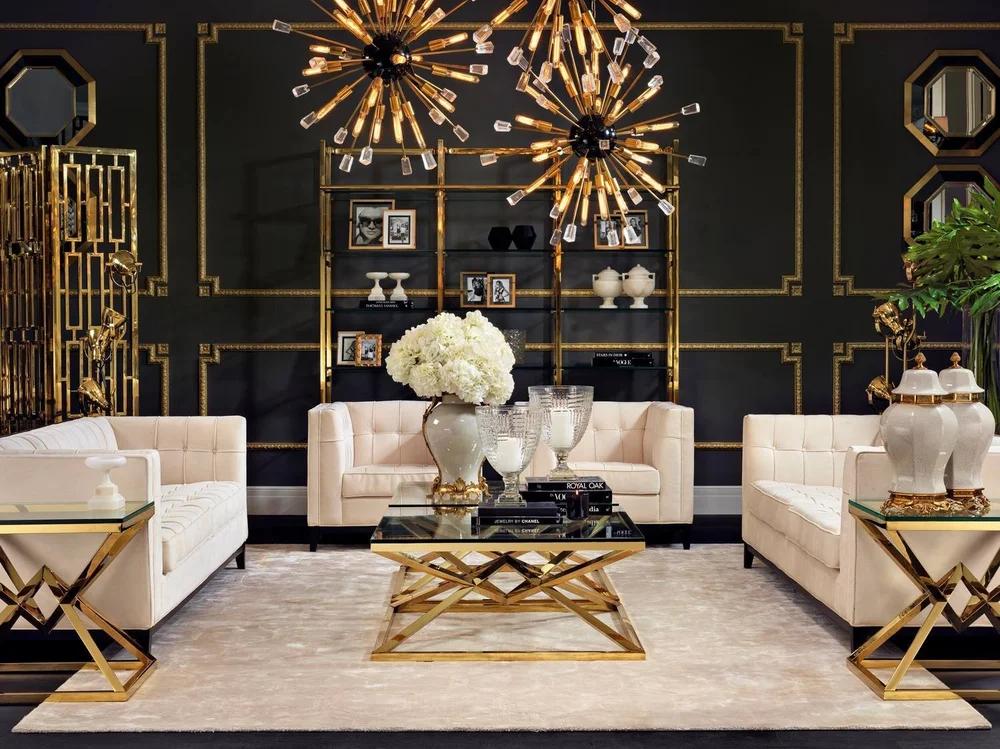 Hollywood inspired glamorous living room decor