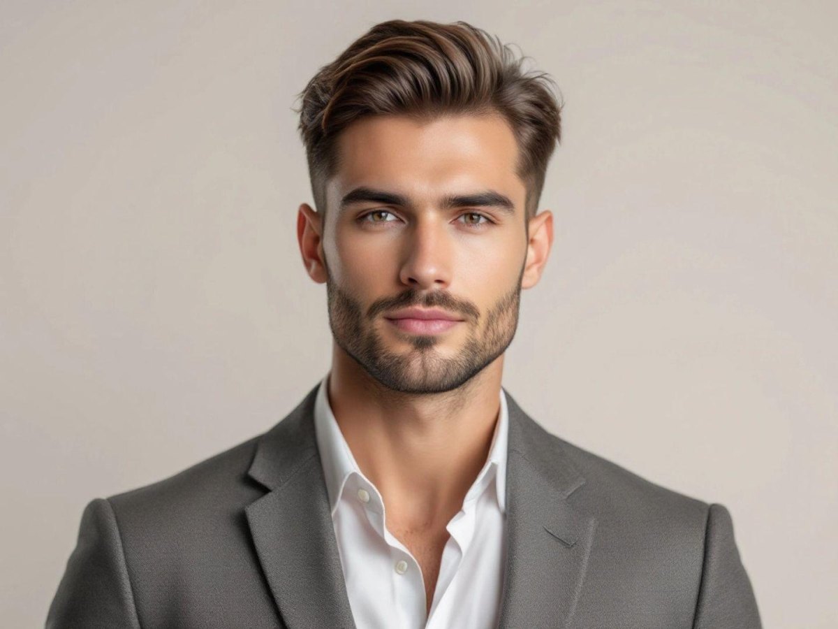 Man with modern hairstyle and grooming
