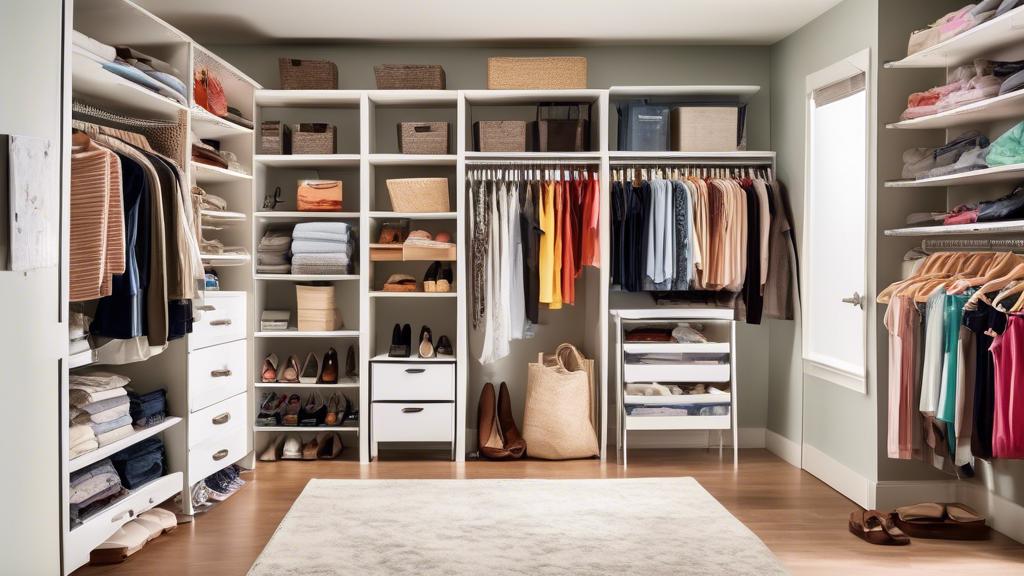 Organized bedroom closet shelves