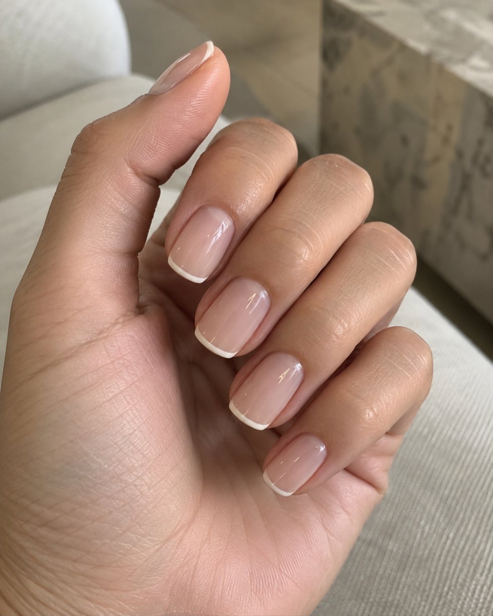 Minimal micro French manicure