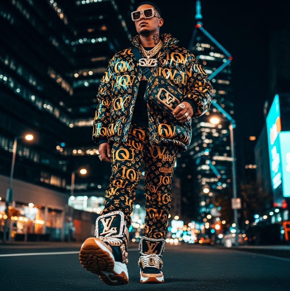 Celebrity luxury casual streetwear look