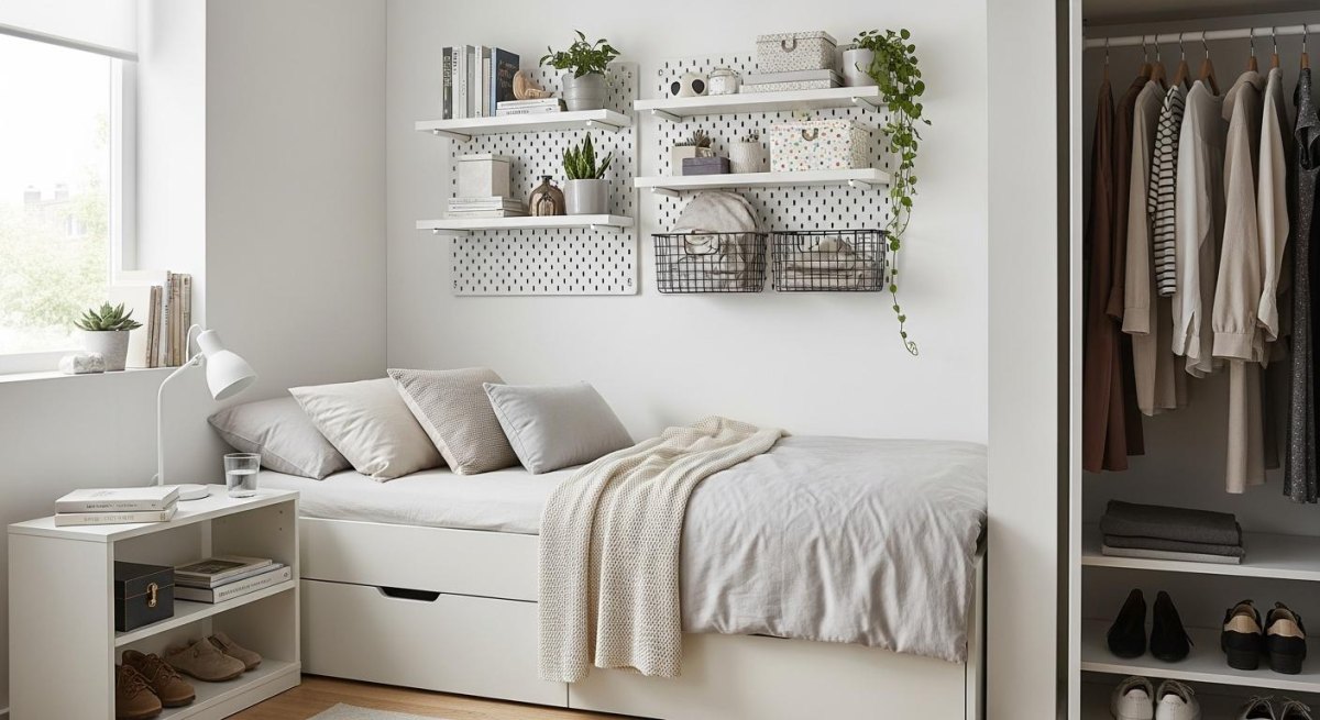 Bedroom vertical wall storage
