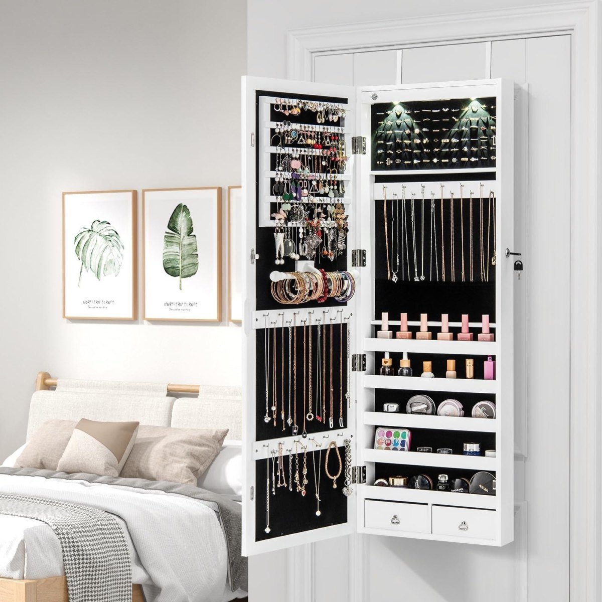 Jewelry organizer in bedroom