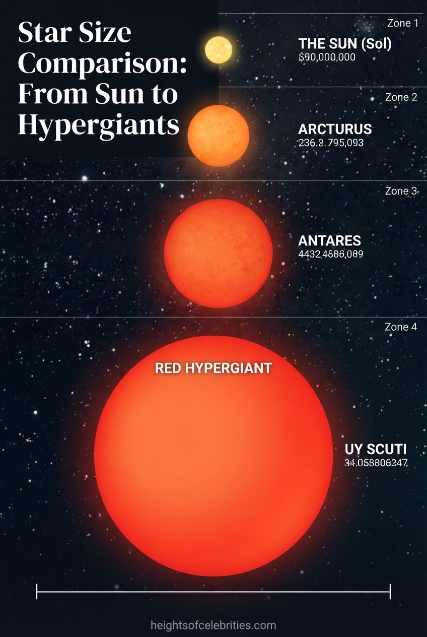 Star Size Comparison: From Sun to Hypergiants