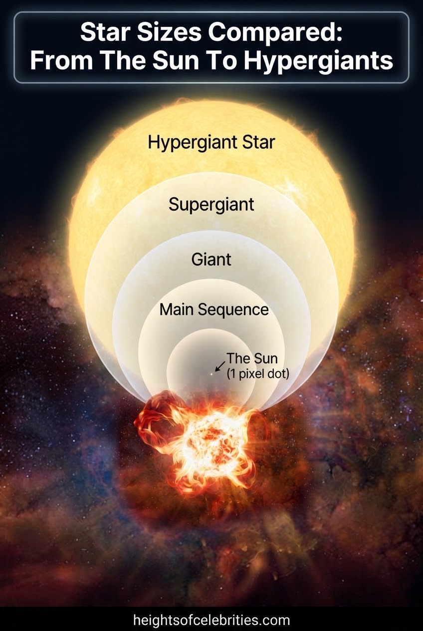 Star Sizes Compared: From The Sun To Hypergiants