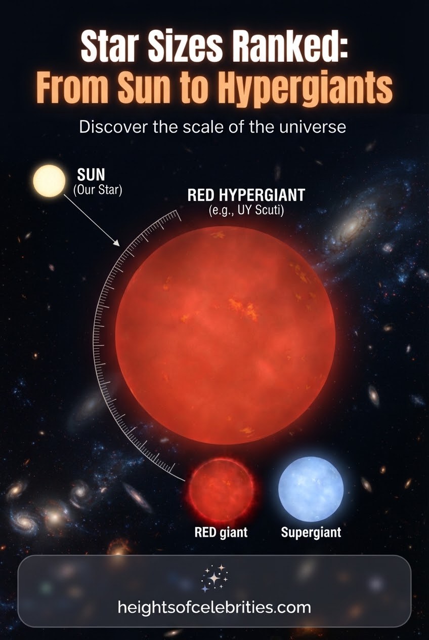 Star Sizes Ranked: From Sun to Hypergiants