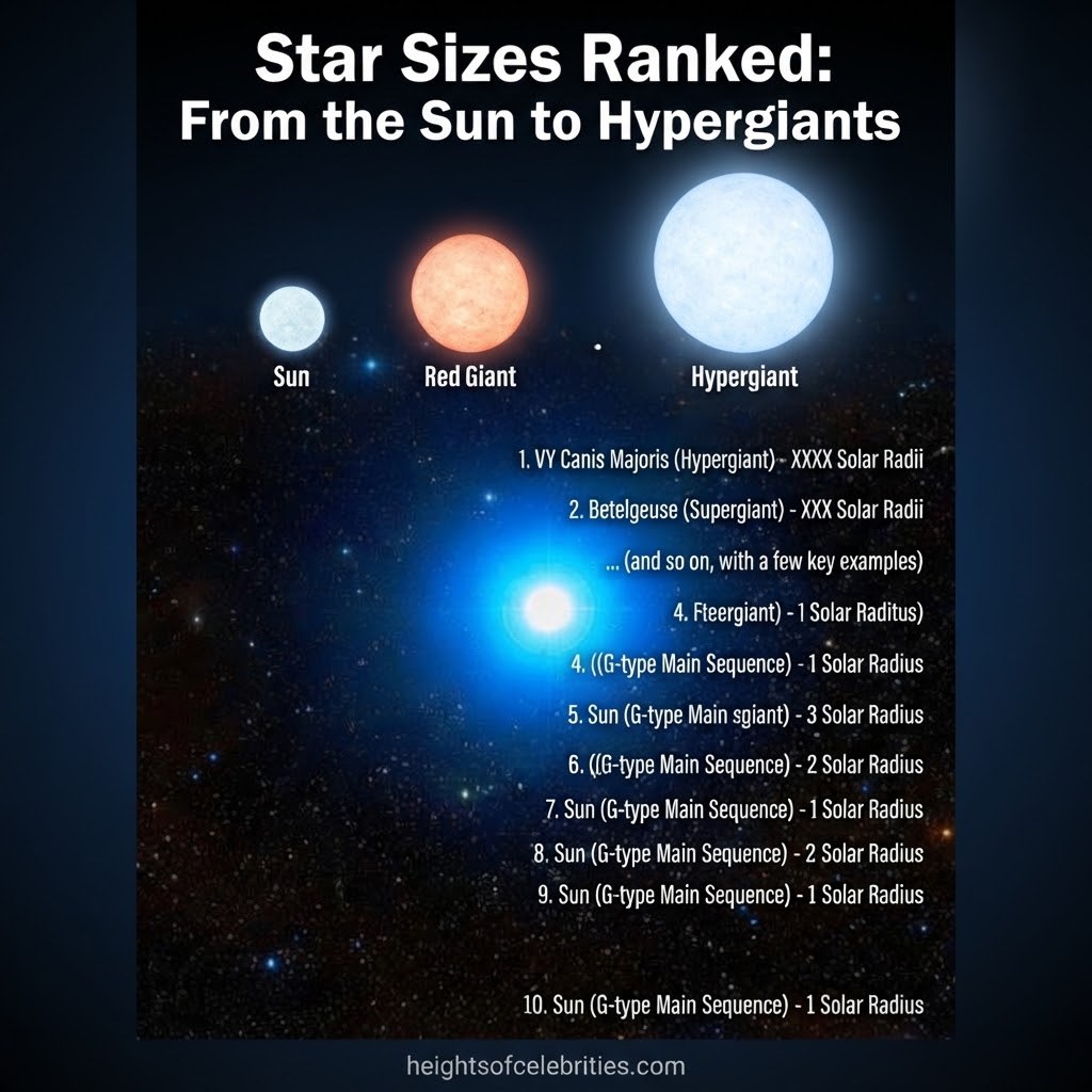 Star Sizes Ranked: From the Sun to Hypergiants
