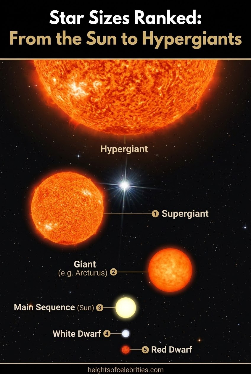 Star Sizes Ranked: From the Sun to Hypergiants