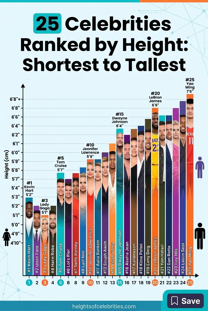 25 Celebrities Ranked by Height: Shortest to Tallest