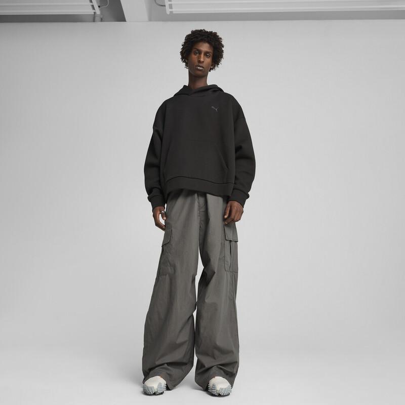 Tall model wearing relaxed streetwear