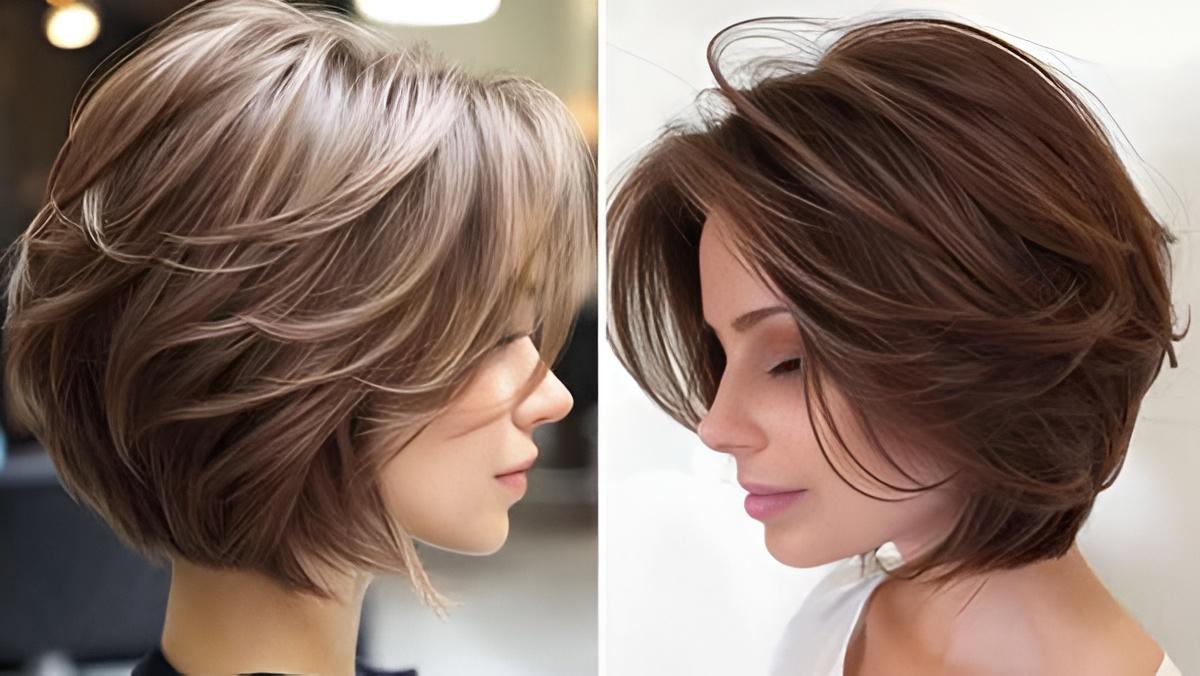 Short layered bob with volume