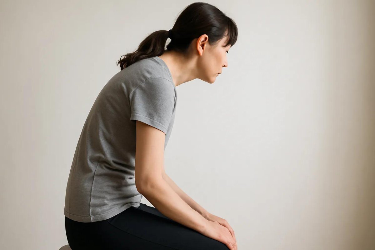 Person showing slouched posture side view