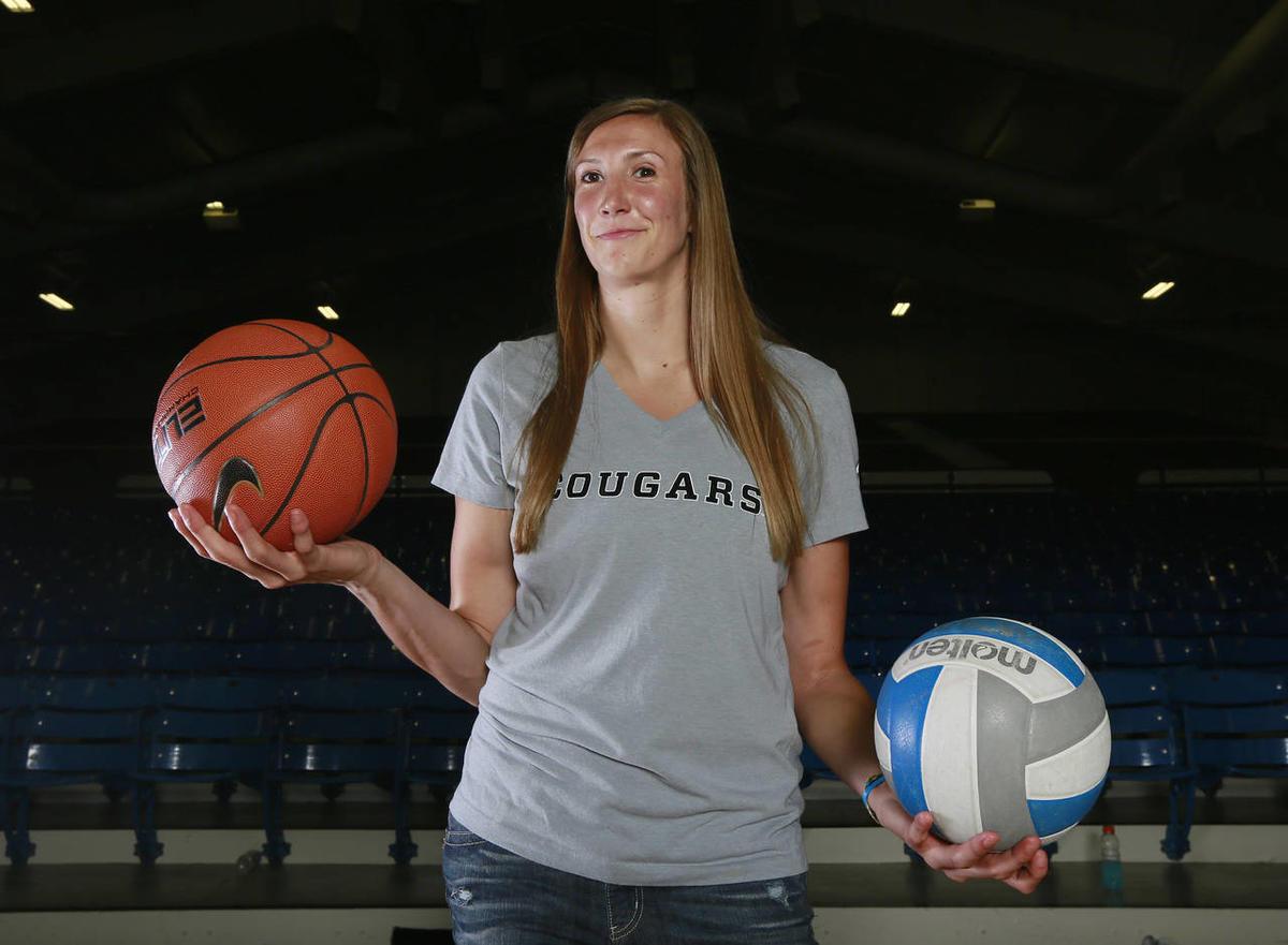 Tall female athlete playing sports