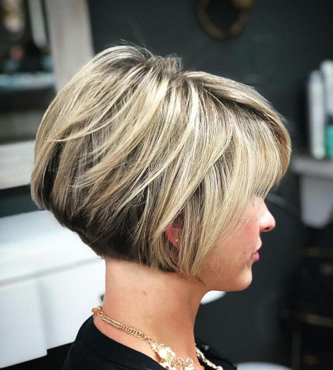 Stacked layered bob hairstyle