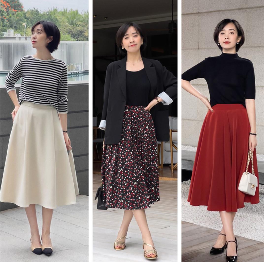 Petite woman wearing mini midi outfit
