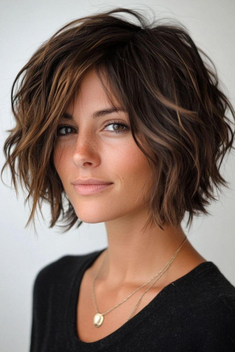Textured layered bob hairstyle