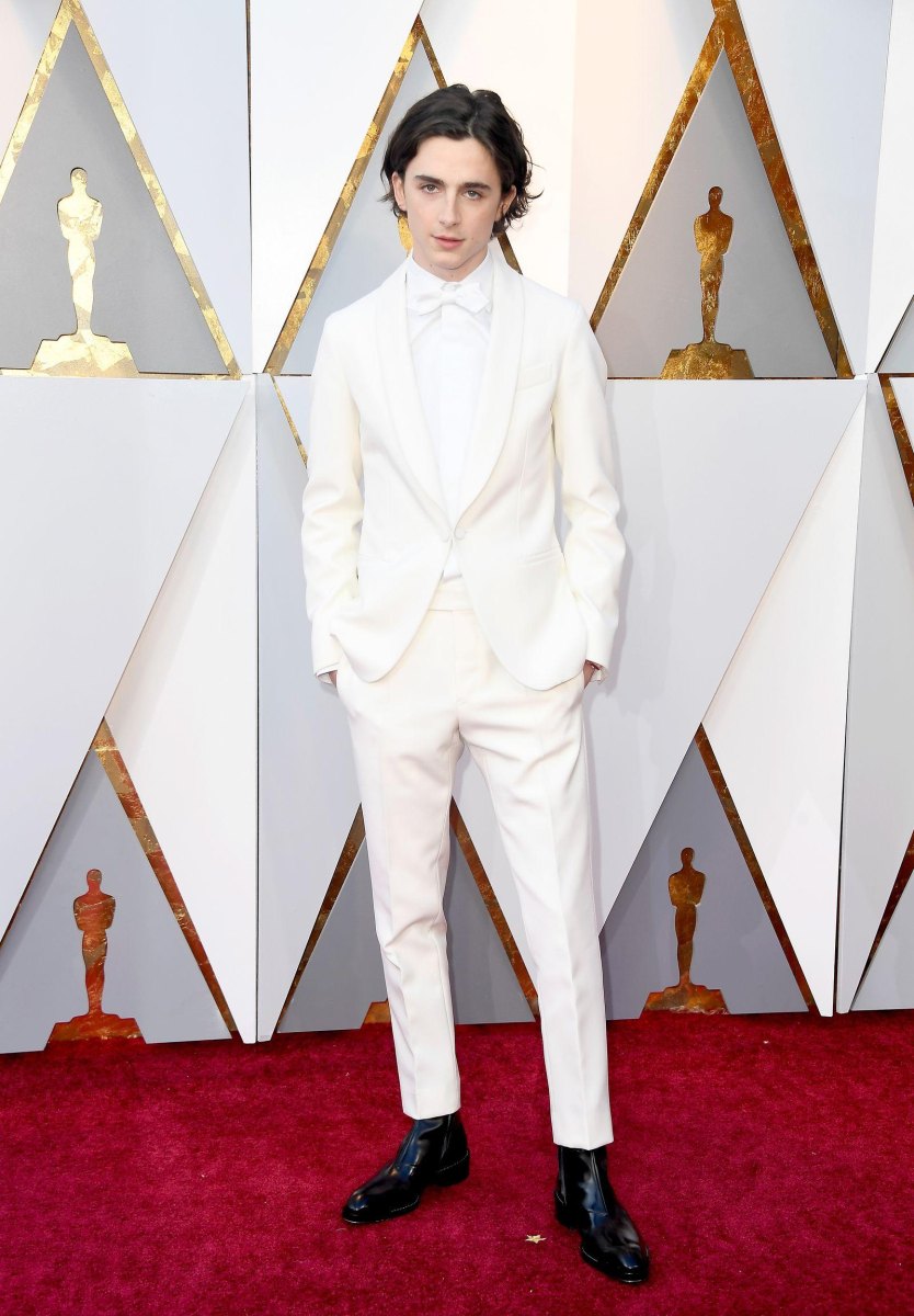 Timothée Chalamet standing at a premiere