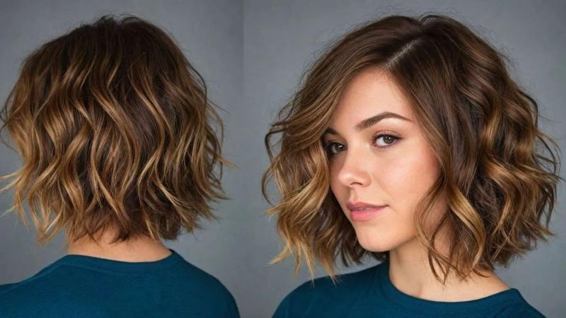 Wavy layered bob hairstyle